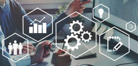 Automation and optimisation concept, business process workflow development Automation and optimisation concept, business process workflow development